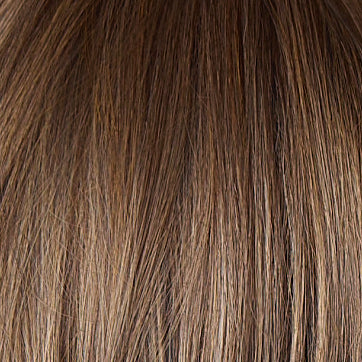 Caffe Misto-R | A chic blend of dark brown, medium brown, and ash blond highlights. Deep brown root for a modern, on-trend look. 