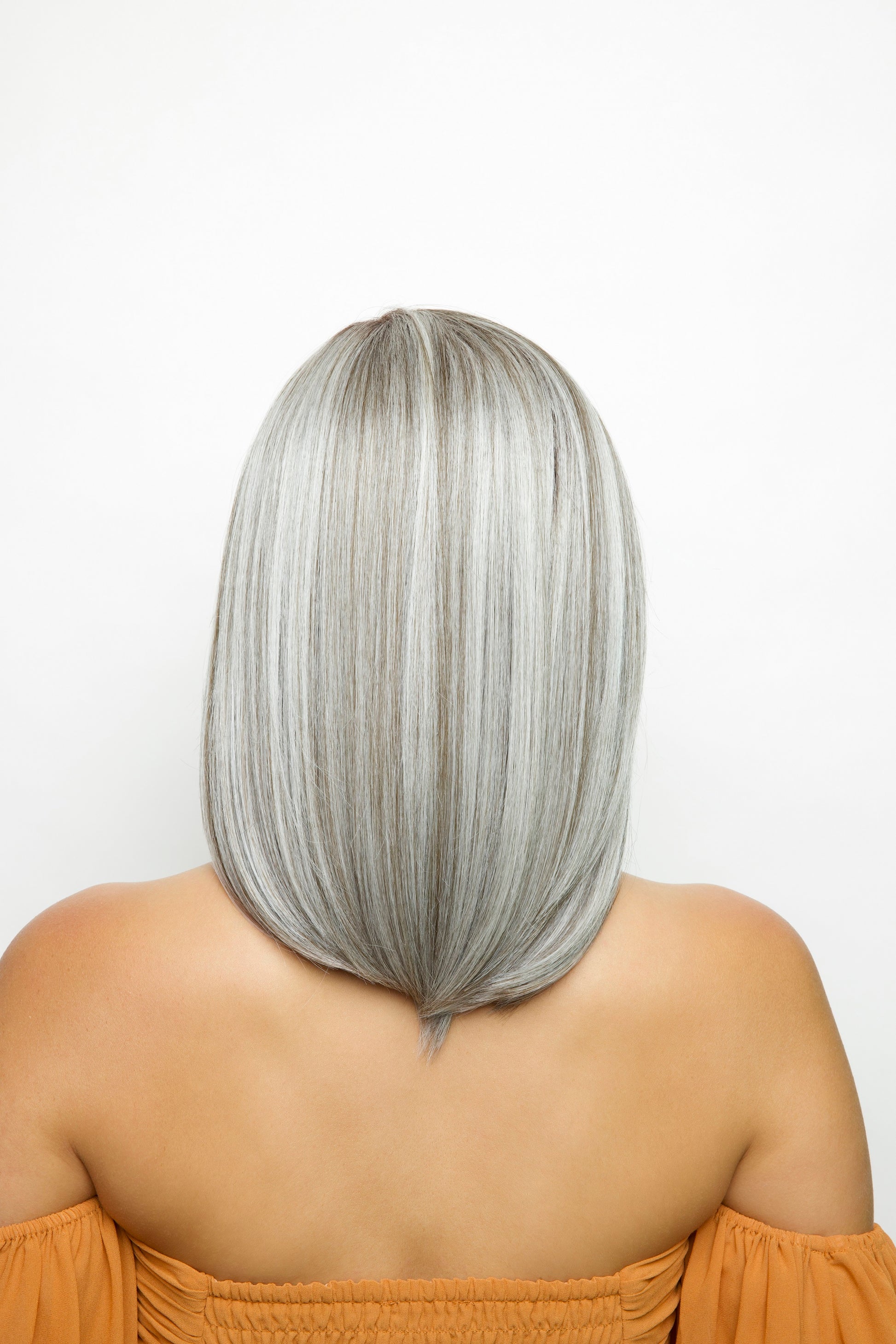 Back view of Davina Shown in Slate Chocolate Split