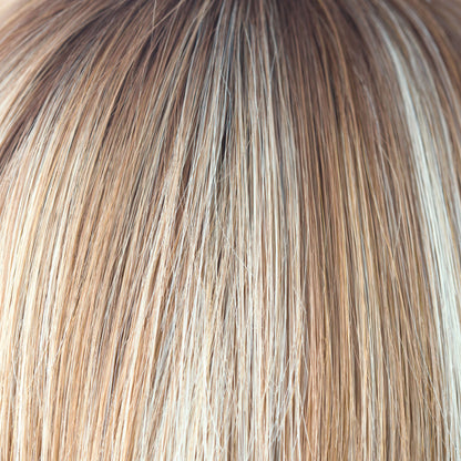 Nutmeg-F | Rooted Dark with Honey Brown base with Platinum Blonde highlight
