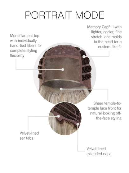 Portrait Mode Cap Construction: Temple-To-Temple Lace Front, Monofilament Top Memory Cap® II Base